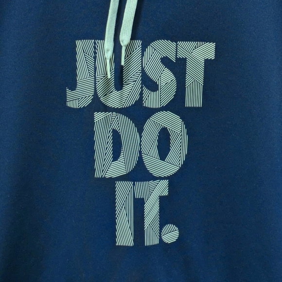 EUC Nike L Women's Navy Blue Just Do It Hoodie with Net Lined Hood - Picture 4 of 4